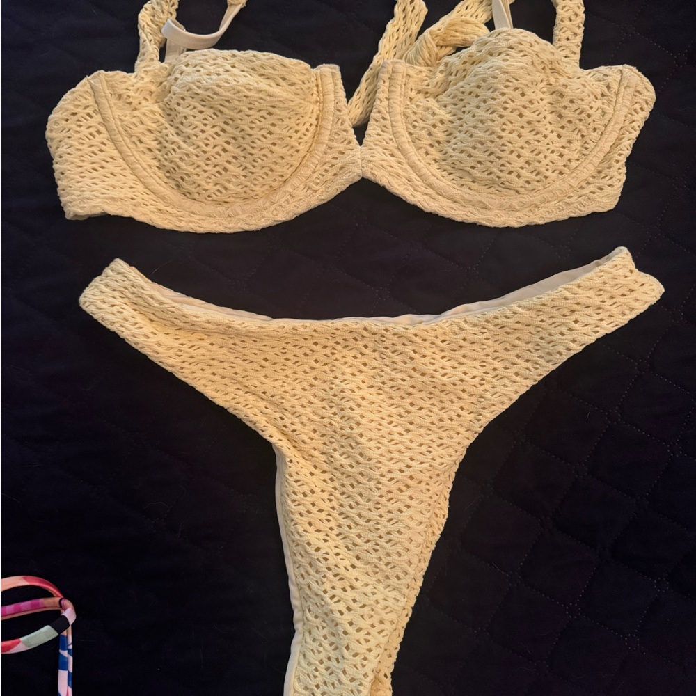 Yellow Textured Bikini Set - Monday swimwear